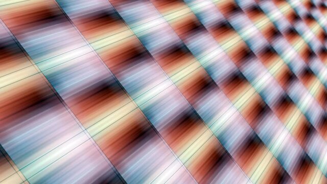 Abstract seamless pattern colorful LED light patter background composition looping animation. 4K 3D rendering seamless looping Mosaic pixelated stripes in multicolored spectrum virtual space.