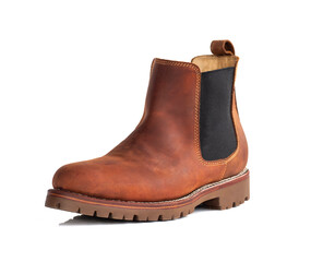 Chelsea boot with Oil full grain leather isolated on white background. Clipping path