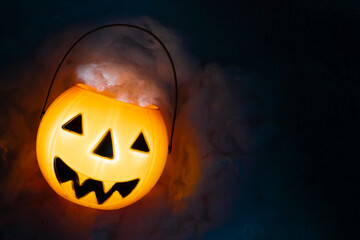 horror spooky funny ghost in halloween on holiday season greeting night celebration party with toy...