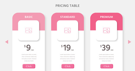 Pricing table design infographic