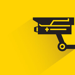 CCTV, security camera with drop shadow on yellow background