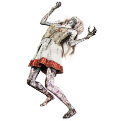 Zombie Woman, 3D Rendering, 3D illustration