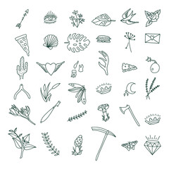 Old school tattoos set
