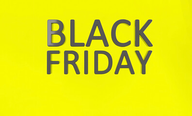 Black Friday Simple text in a yellow background 3d Render for business and social media 