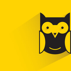 owl with drop shadow on yellow background
