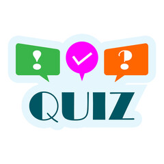 Fototapeta na wymiar Quiz logo with speech bubble symbols, concept of questionnaire show sing