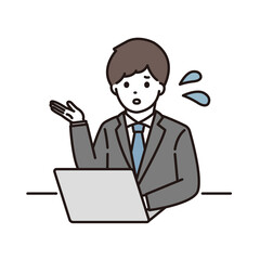 ビジネスマン 案内 困惑 パソコン