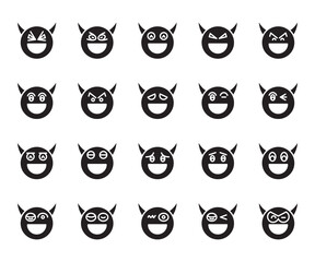 devil emoticon icons vector set