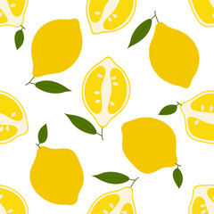 Fresh Lemon,slices. Seamless Vector Pattern. 