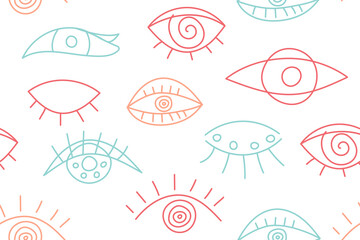 Seamless abstract fashion pattern with line eyes