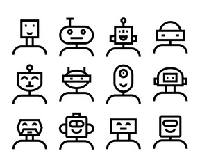 robot avatar icons set vector illustration