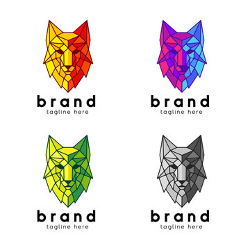 wolf geometric full color vector logo