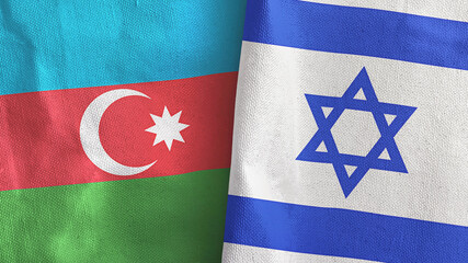 Israel and Azerbaijan two flags textile cloth 3D rendering