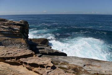 The rocky shore in Sydney, Australia