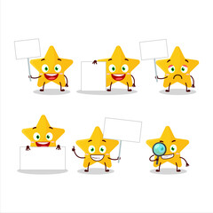 Yellow star cartoon character bring information board