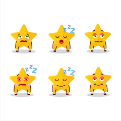 Cartoon character of yellow star with sleepy expression