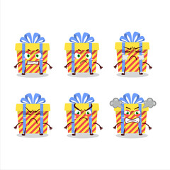 Yellow stripes gift cartoon character with various angry expressions