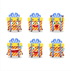 Cartoon character of yellow stripes gift with smile expression