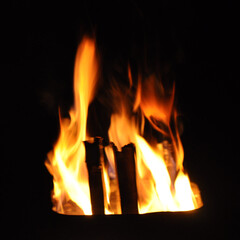 Flames in the fireplace