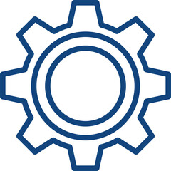 Gear icon isolated on white background. Cogwheel, motor circle in blue. Flat infographics. Vector illustration