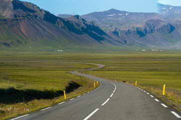 Beautiful view empty road at westfjords in Iceland, The Westfjords is the northwest part of Iceland.  It is the place that offers the most spectacular scenic drive in the country 
