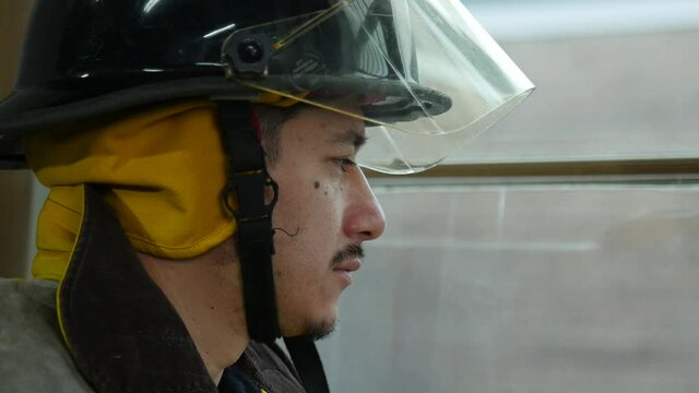 Profile of a male firefighter 