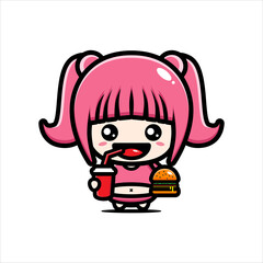 cute fat girl character vector design