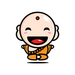 cute fat monk character vector design