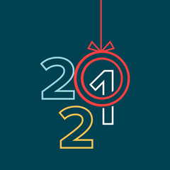 2021 Happy New Year sign. Happy New Year symbols. Greeting card artwork, brochure template. Vector illustration