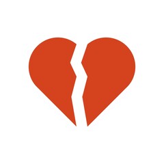 Broken Heart Flat Icon Vector Logo Template Illustration