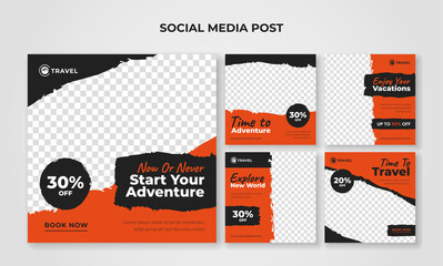 Adventure travel banner for social media post template