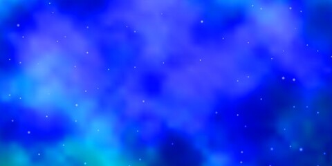 Light BLUE vector template with neon stars.