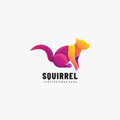 Fototapeta na wymiar Vector Logo Illustration Squirrel Gradient Colorful Style.