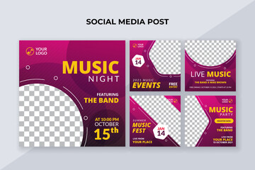 Music event square banner. Suitable for music flyer or poster and social media post template