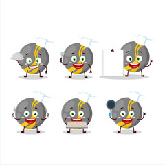 Cartoon character of black stripes marbles with various chef emoticons