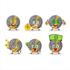 Black stripes marbles cartoon character with cute emoticon bring money
