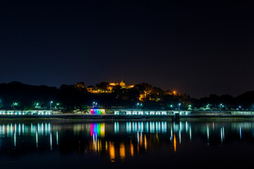 Fateh Sagar lake, during night