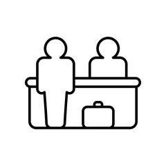 Vector Hotel reception icon, man standing with luggage flat symbol on isolated white background for UI/UX and website.