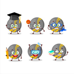School student of black stripes marbles cartoon character with various expressions