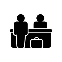 Vector Job interview icon, meeting, discussion, chat symbol on isolated white background for UI/UX and website.
