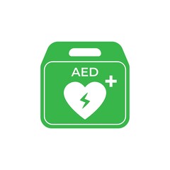 Fototapeta premium Vector Emergency First Aid Defibrillator icon, AED symbol on isolated white background for UI/UX and website.