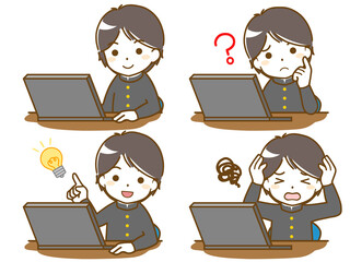 パソコンを操作する男子学生