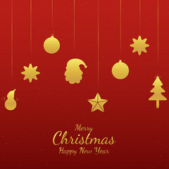 Christmas banner flat and minimal design gold element style.