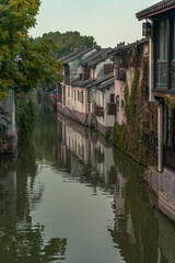 Fototapeta na wymiar The architectures and rivers in Zhouzhuang, a ancient Chinese village in Jiangsu, China.