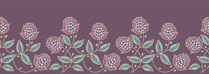 Seamless vintage Asian textile floral border © malkani