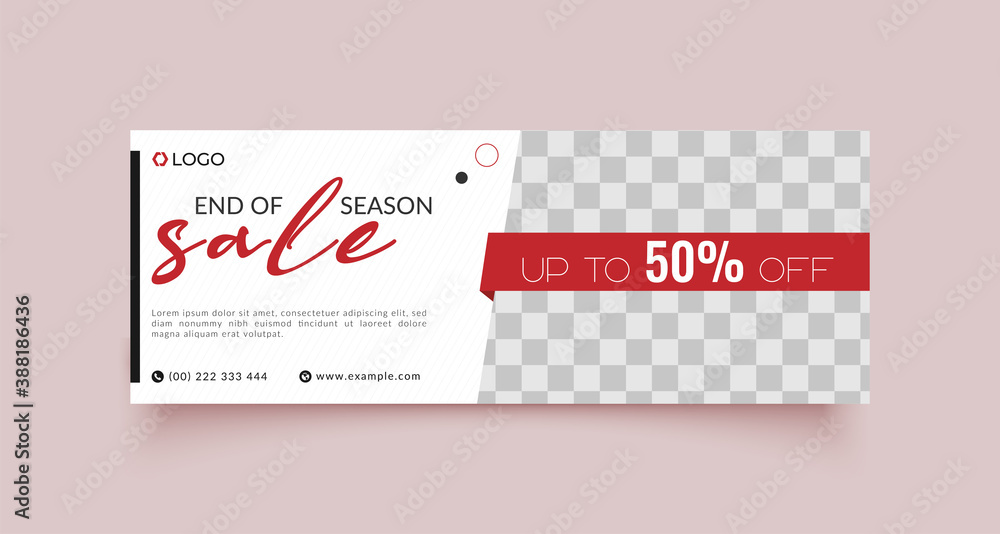 Canvas Prints seasonal sale web ad banner template with photo place modern layout white background and red shape a