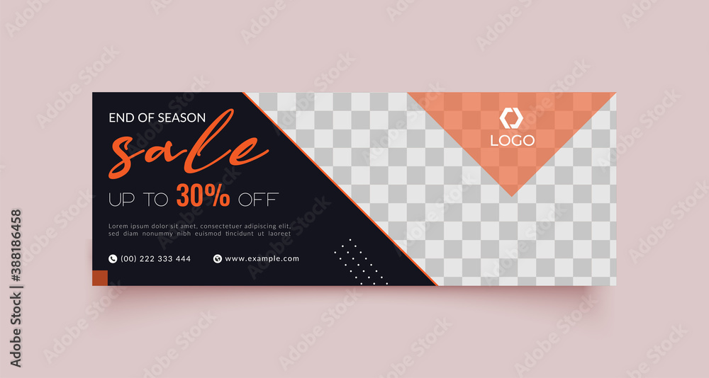 Canvas Prints sale facebook cover page timeline web ad banner template with photo place modern layout black backgr