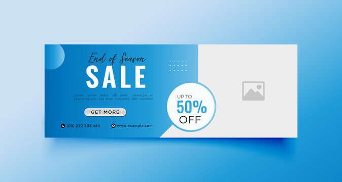 Sale web ad banner template with photo place modern layout cyan gradient background and white 
black text design