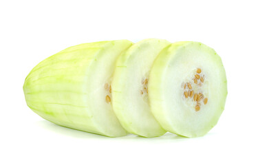 peeled winter melon sliced isolated on white background