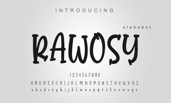 Rawosy font. Elegant alphabet letters font and number. Classic Lettering Minimal Fashion Designs. Typography modern serif fonts regular uppercase lowercase and numbers. vector illustration